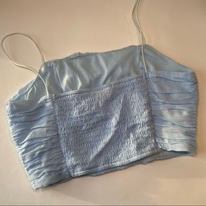 Shirred crop top with spaghetti straps